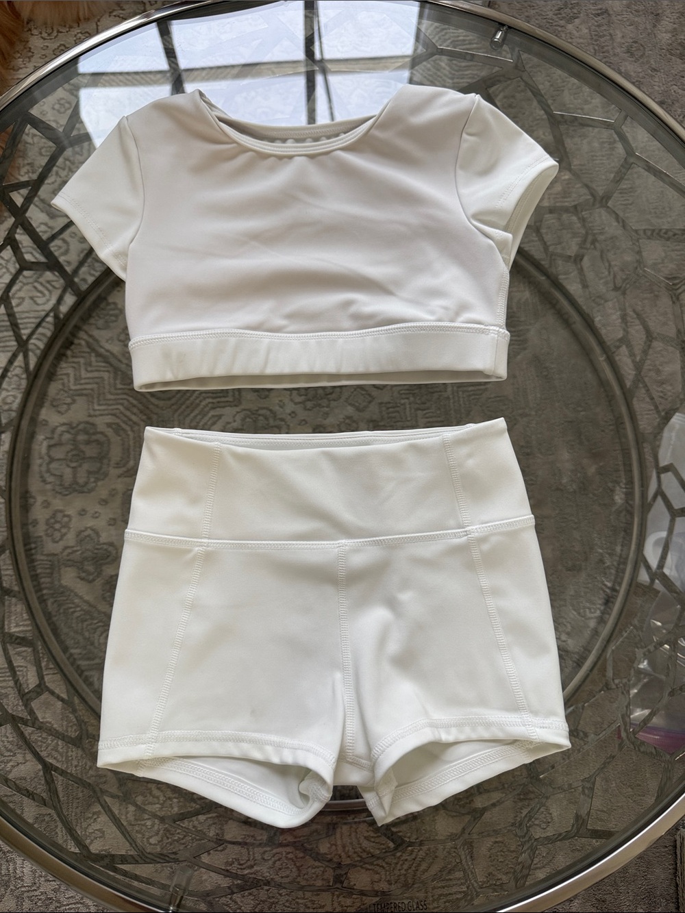 Simply BE White Athletic Crop Top and High-Waist Shorts Set